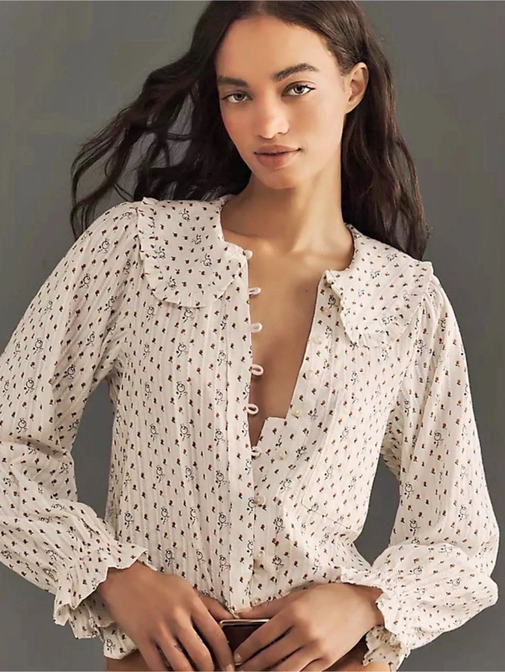 The Keira Collared Button-Front Blouse by Pilcro: Long-Sleeve Edition